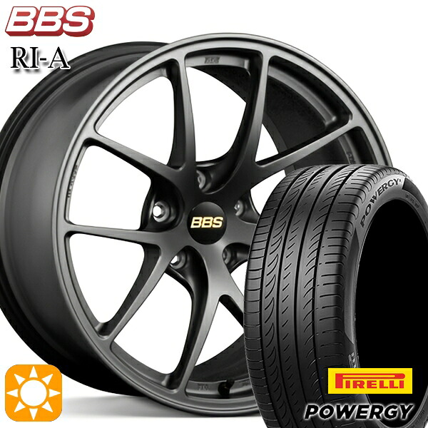 225/45R18 95W XL ピレリ パワジー BBS RI-A マットグレイ（MGR） 18インチ 7.5J 5H114.3 サマータイヤホイールセット