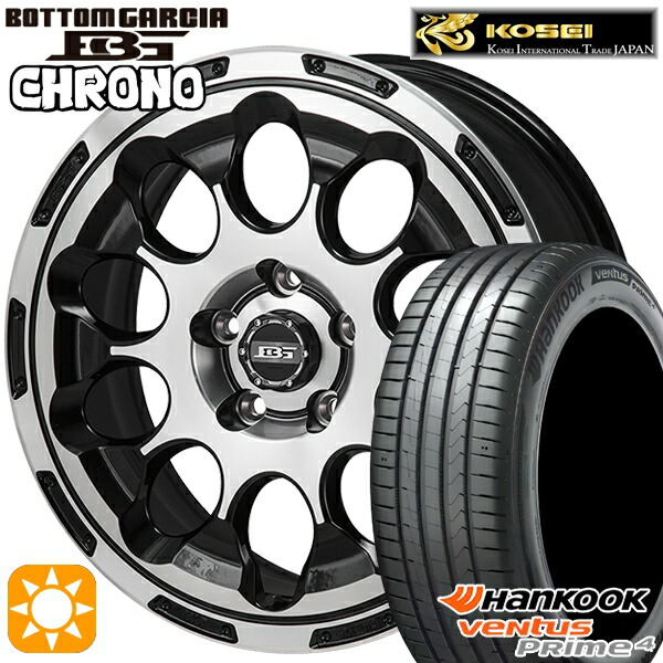 215/60R17 96V ハンコック ベンタスプライム4 K135A コーセイ ボトムガルシア クロノ ブラックポリッシュ 17インチ 7.0J 5H114.3 サマータイヤホイールセット|タイヤホイール激安王国