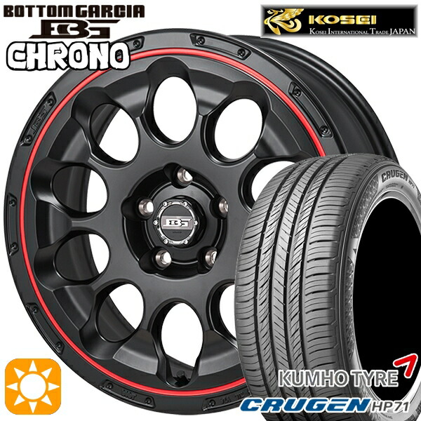 225/60R17 99V クムホ クルーゼン HP71 コーセイ ボトムガルシア クロノ セミグロスブラック/レッドリム 17インチ 7.0J 5H114.3 サマータイヤホイールセット