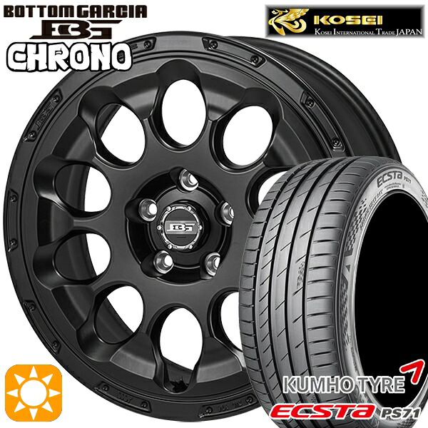 リーフ レヴォーグ 215/50R17 95W XL クムホ エクスタ PS71 コーセイ ボトムガルシア クロノ セミグロスブラック 17インチ 7.0J 5H114.3 サマータイヤホイールセット|タイヤホイール激安王国