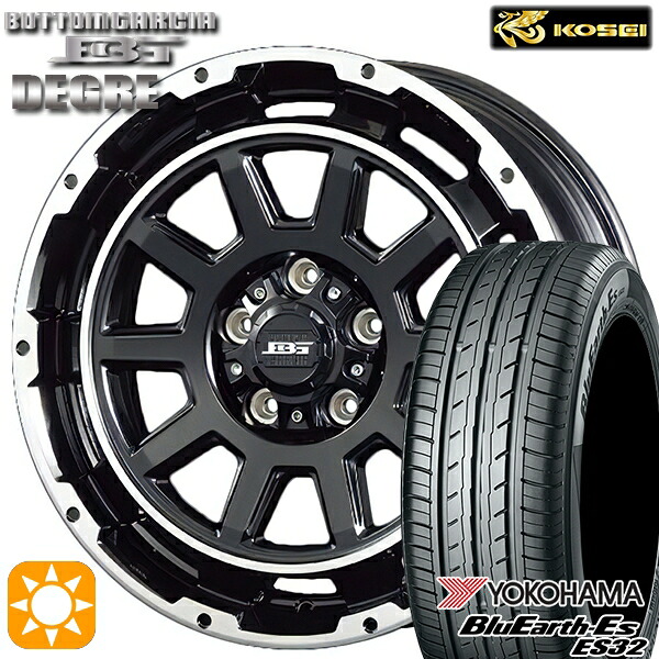 215/45R17 91V XL ヨコハマ ブルーアース ES32 コーセイ ボトムガルシア ディグレ ブラックポリッシュ 17インチ 7.0J 5H114.3 サマータイヤホイールセット|タイヤホイール激安王国