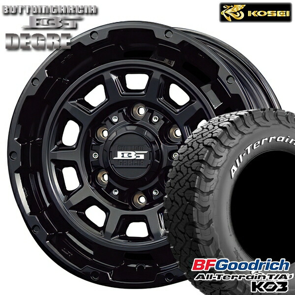 200系ハイエース 195/80R15 107S RWL BFグッドリッチ オールテレーン T/A KO3 コーセイ ボトムガルシア ディグレ グロッシーブラック 15インチ 6.0J 6H139.7 サマータイヤホイールセット