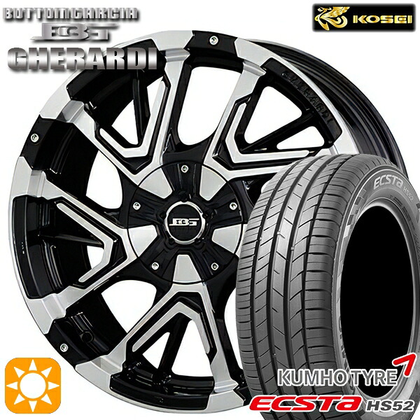 215/60R17 100V XL クムホ エクスタ HS52 コーセイ ボトムガルシア ゲラルディ ブラックポリッシュ 17インチ 7.0J 5H114.3 サマータイヤホイールセット