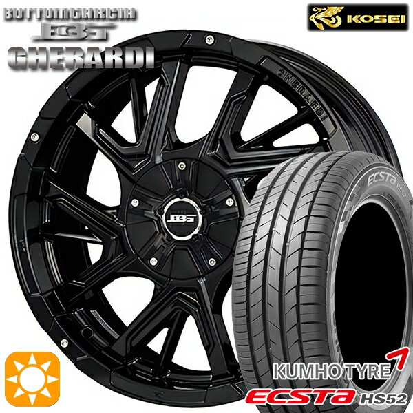 215/60R17 100V XL クムホ エクスタ HS52 コーセイ ボトムガルシア ゲラルディ グロッシーブラック 17インチ 7.0J 5H114.3 サマータイヤホイールセット