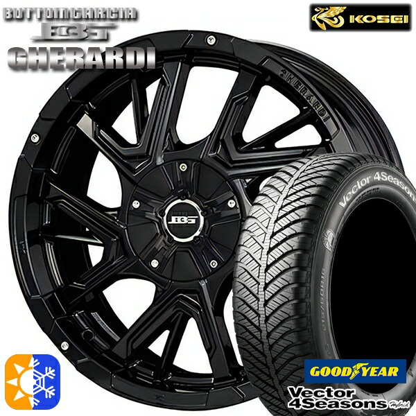 215/45R17 91H XL グッドイヤー ベクター フォーシーズンズ コーセイ ボトムガルシア ゲラルディ グロッシーブラック 17インチ 7.0J 5H114.3 オールシーズンタイヤホイールセット｜タイヤホイール激安王国