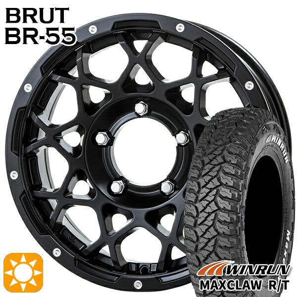 ジムニー 185/85R16 105/103N ウィンラン マックスクロウ R/T ホワイトレター BRUT ブルート BR-55 ミルドサテンブラック 16インチ 5.5J 5H139.7 サマータイヤホイールセット