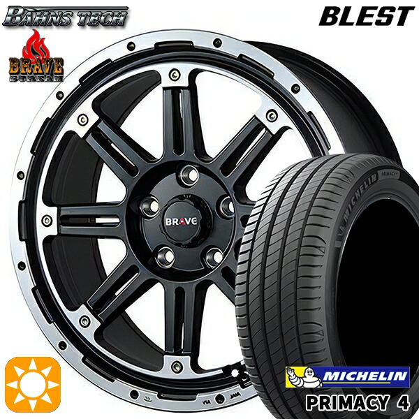 195/60R16 93V XL ミシュラン プライマシー4 ブレスト バーンズテック ブレイブ ストリーム セミグロスブラック 16インチ 7.0J 5H114.3 サマータイヤホイールセット