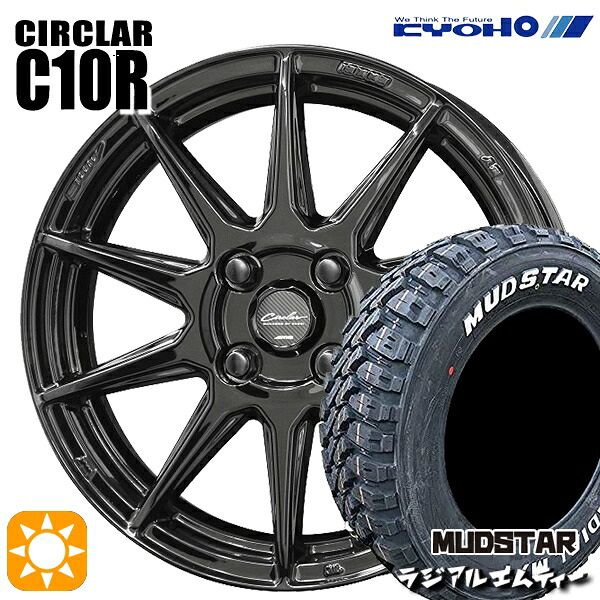 アクア クロスビー 175/60R16 82H マッドスター ラジアル M/T ホワイトレター KYOHO サーキュラー C10R グロスブラック 16インチ 6.5J 4H100 サマータイヤホイールセット｜タイヤホイール激安王国