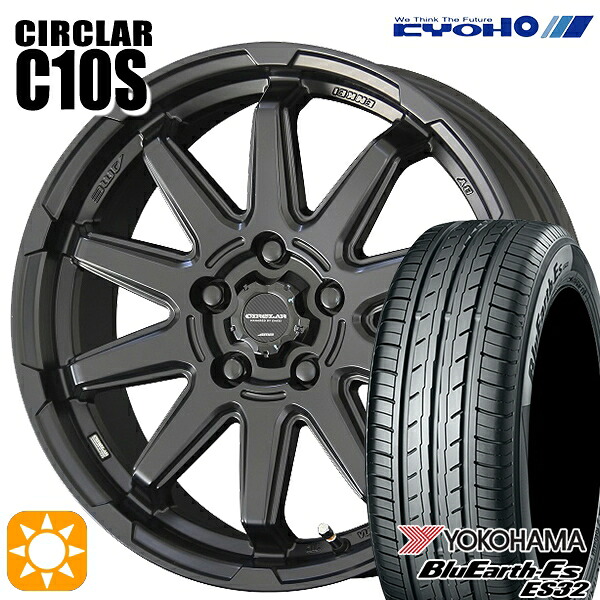 225/50R17 94V ヨコハマ ブルーアース ES32 KYOHO サーキュラー C10S マットブラック 17インチ 7.0J 5H114.3 サマータイヤホイールセット｜タイヤホイール激安王国