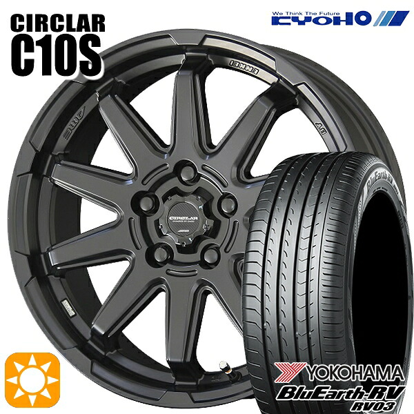 C-HR カローラクロス 215/60R17 96H ヨコハマ ブルーアース RV03 KYOHO サーキュラー C10S マットブラック 17インチ 7.0J 5H114.3 サマータイヤホイールセット