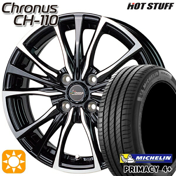 アクア ヤリス 195/50R16 88V XL ミシュラン プライマシー4プラス HotStuff ホットスタッフ クロノス CH-110 16インチ 6.0J 4H100 サマータイヤホイールセット｜タイヤホイール激安王国 72,160円