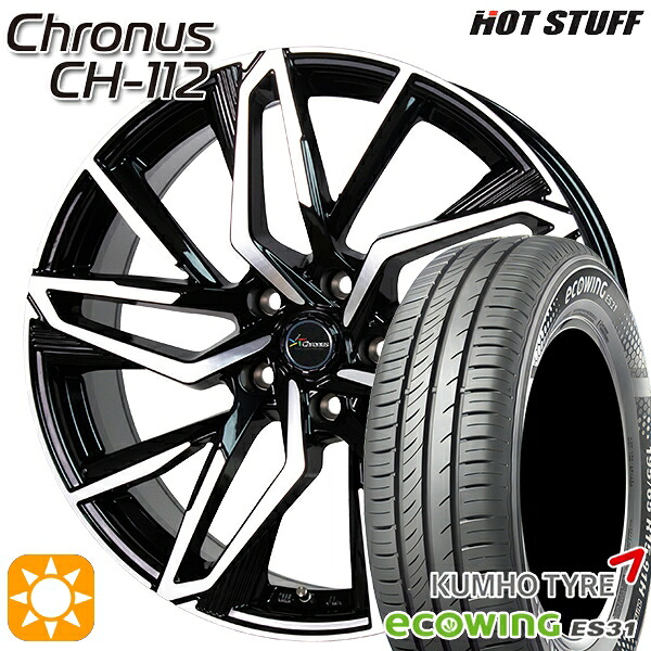 4/20ﾎﾟｲﾝﾄ10倍★170シエンタ 185/60R15 84H クムホ エコウィング ES31 HotStuff ホットスタッフ クロノス CH-112 15インチ 6.0J 5H100 サマータイヤホイールセット