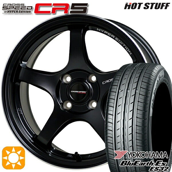 4/10ﾎﾟｲﾝﾄ10倍★フィット アクア 175/65R15 84S ヨコハマ ブルーアース ES32 HotStuff ホットスタッフ クロススピード CR5 セミグロスブラック 15インチ 5.5J 4H100 サマータイヤホイールセット