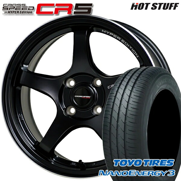 エブリィワゴン 165/60R14 75H トーヨー ナノエナジー3 HotStuff ホットスタッフ クロススピード CR5 セミグロスブラック 14インチ 4.5J 4H100 サマータイヤホイールセット｜タイヤホイール激安王国 55,620円