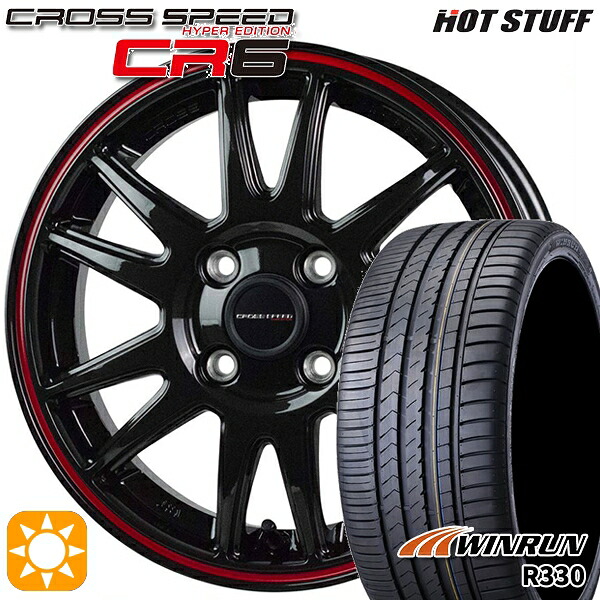 スイフト 215/40R17 87W XL ウィンラン R330 HotStuff ホットスタッフ クロススピード CR6 グロスガンメタレッドライン 17インチ 6.5J 4H100 サマータイヤホイールセット