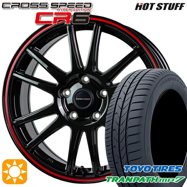 215/55R17 94V トーヨー トランパス mp7 HotStuff ホットスタッフ クロススピード CR6 グロスガンメタレッドライン 17インチ 7.0J 5H114.3 サマータイヤホイールセット