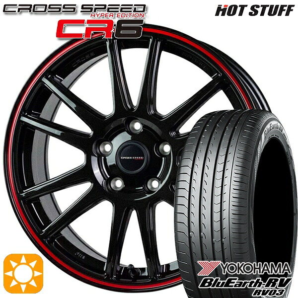 C-HR ヴェゼル 225/50R18 95V ヨコハマ ブルーアース RV03 HotStuff ホットスタッフ クロススピード CR6 グロスガンメタレッドライン 18インチ 8.0J 5H114.3 サマータイヤホイールセット