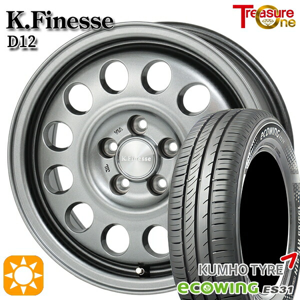 170シエンタ 185/60R15 84H クムホ エコウィング ES31 トレジャーワン ケイフィネス D12 GM 15インチ 6.0J 5H100 サマータイヤホイールセット