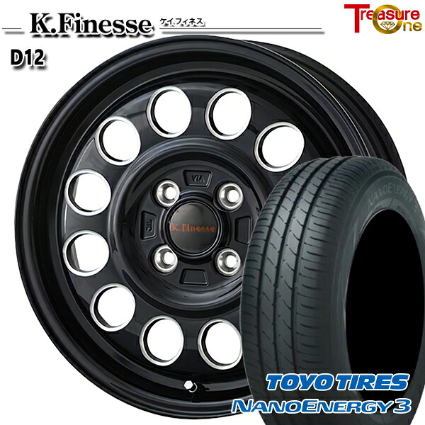 エブリィワゴン 165/60R14 75H トーヨー ナノエナジー3 トレジャーワン ケイフィネス D12 BM 14インチ 4.5J 4H100 サマータイヤホイールセット|タイヤホイール激安王国
