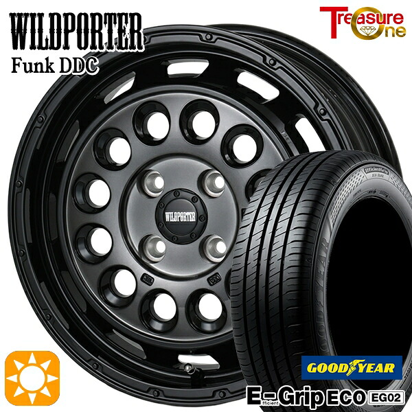 4/20ﾎﾟｲﾝﾄ10倍★155/65R14 75S グッドイヤー エフィシェントグリップ エコ EG02 トレジャーワン ワイルドポーターファンク DDC BP/BC 14インチ 4.5J 4H100 サマータイヤホイールセット