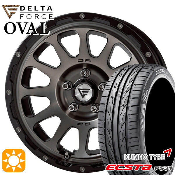 エスティマ ヤリスクロス 215/60R16 95V クムホ エクスタ PS31 デルタフォース オーバル マットスモークポリッシュ 16インチ 7.0J 5H114.3 サマータイヤホイールセット