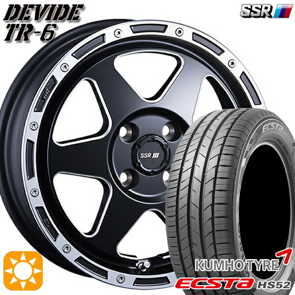 195/45R16 84V XL クムホ エクスタ HS52 SSR ディバイド TR6 フラットブラックポリッシュ 16インチ 6.5J 4H100 サマータイヤホイールセット