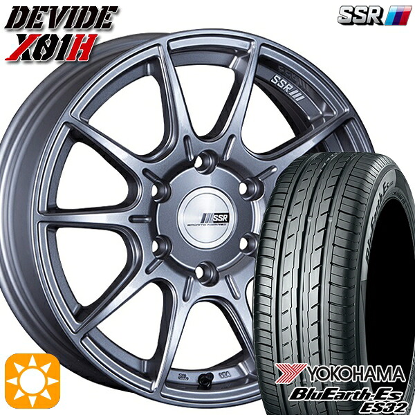215/60R17 96H ヨコハマ ブルーアース ES32 SSR ディバイド X01H ダークシルバー 17インチ 6.5J 6H139.7 サマータイヤホイールセット