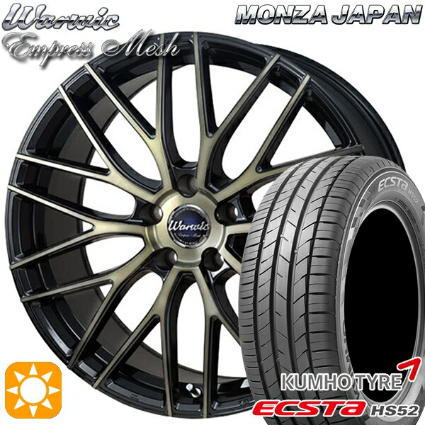 4/20ﾎﾟｲﾝﾄ10倍★C-HR カローラクロス 215/60R17 100V XL クムホ エクスタ HS52 モンツァ ワーウィック エンプレスメッシュ ブラッククリア/ポリッシュ 17インチ 7.0J 5H114.3 サマータイヤホイールセット