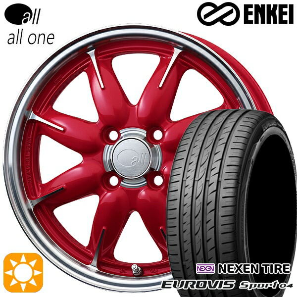 165/60R14 75H ロードストーン ユーロビズ Sport 04 ENKEI オール オールワン マシニングキャンディレッド 14インチ 5.0J 4H100 サマータイヤホイールセット