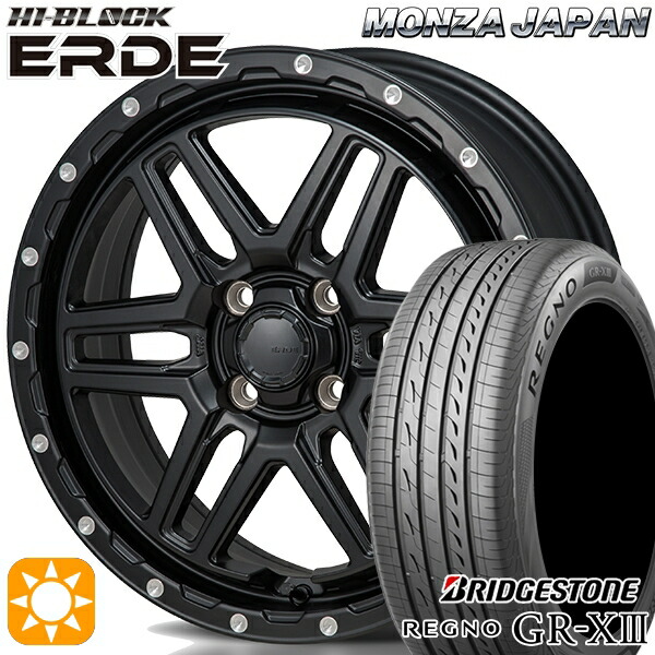 アクア クロスビー 185/55R16 83V ブリヂストン レグノ GRX3 モンツァ ハイブロック エルデ サテンブラック/ミーリング 16インチ 6.0J 4H100 サマータイヤホイールセット