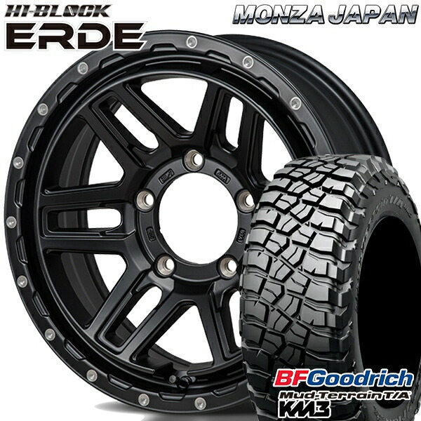 [5本セット]ジムニーシエラ LT225/75R16 115/112Q RBL BFグッドリッチ マッドテレーン T/A KM3 モンツァ ハイブロック エルデ サテンブラック/ミーリング 16インチ 6.0J 5H139.7 サマータイヤホイールセット