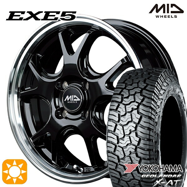 ライズ ロッキー LT215/70R16 100/97Q ヨコハマ ジオランダー X-AT G016 MID ヴァーテックワン EXE5 グロッシーブラック/リムポリッシュ 16インチ 6.0J 4H100 サマータイヤホイールセット