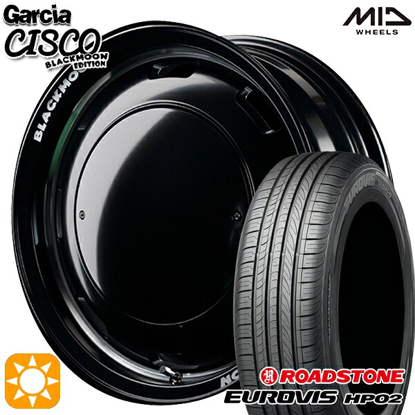 4/10ﾎﾟｲﾝﾄ10倍★165/65R14 ネクセン ロードストーン ユーロビズ HP02 MID ガルシアシスコブラックムーン SBV 14インチ 4.5J 4H100 サマータイヤホイールセット