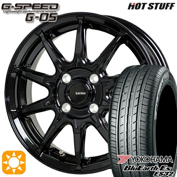 4/10ﾎﾟｲﾝﾄ10倍★175/60R16 82H ヨコハマ ブルーアース ES32 ホットスタッフ ジースピード G-05 メタリックブラック 16インチ 6.0J 4H100 サマータイヤホイールセット