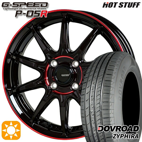 エブリィワゴン 165/60R14 75H DOVROAD ザイファイラ HotStuff ジースピード P-05R ブラックレッドクリア 14インチ 4.5J 4H100 サマータイヤホイールセット