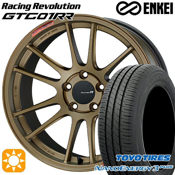 225/45R18 91W トーヨー ナノエナジー3プラス ENKEI エンケイ レーシングレボリューション GTC01RR チタニウムゴールド 18インチ 8.0J 5H114.3 サマータイヤホイールセット｜タイヤホイール激安王国