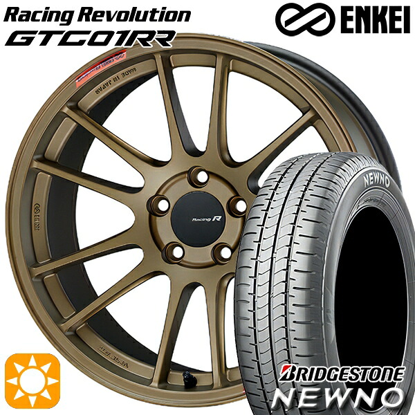 225/50R18 95V ブリヂストン ニューノ ENKEI エンケイ レーシングレボリューション GTC01RR チタニウムゴールド 18インチ 8.5J 5H114.3 サマータイヤホイールセット