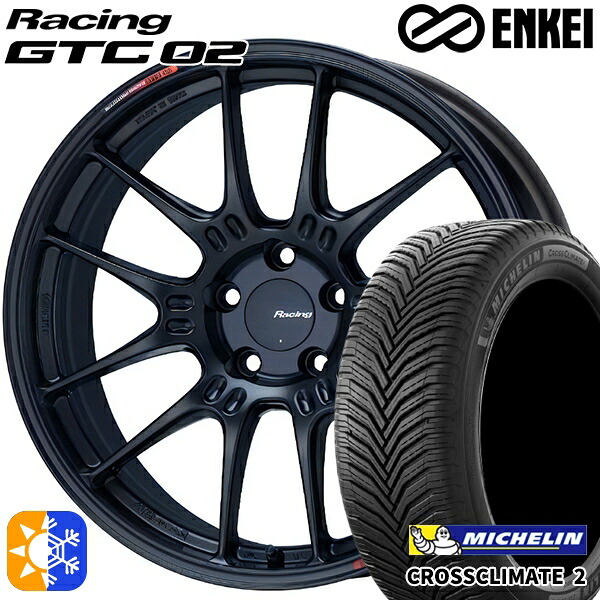 マツダ2 ノート 205/45R17 88W XL ミシュラン クロスクライメート2 ENKEI エンケイ レーシング GTC02 17インチ 7.5J 4H100 マットブラック オールシーズンタイヤホイールセット|タイヤホイール激安王国