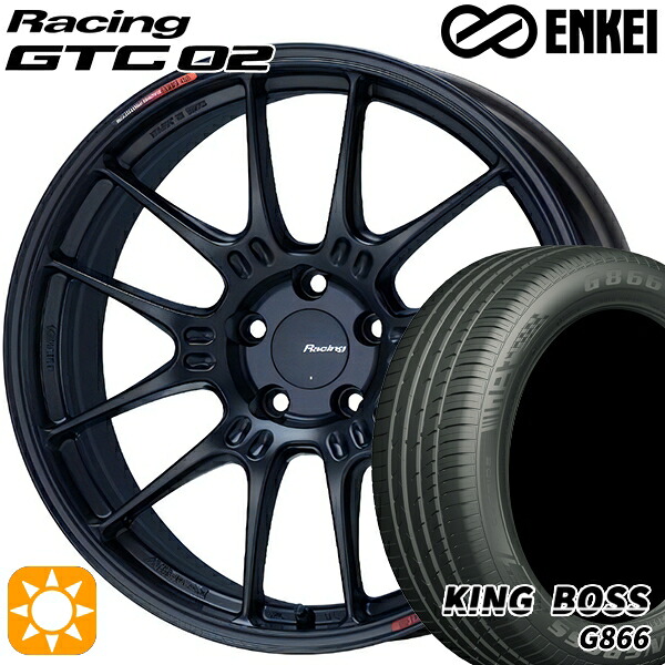 225/45R18 95W XL キングボス G866 ENKEI エンケイ レーシング GTC02 マットブラック 18インチ 8.0J 5H114.3 サマータイヤホイールセット｜タイヤホイール激安王国