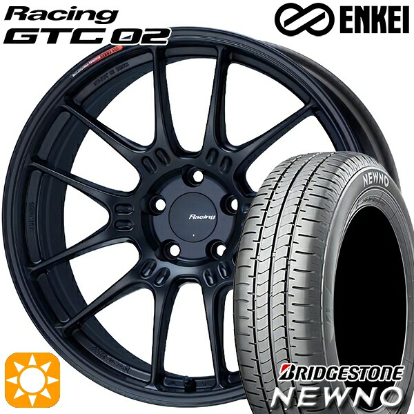 4/10ﾎﾟｲﾝﾄ10倍★225/50R18 95V ブリヂストン ニューノ ENKEI エンケイ レーシング GTC02 マットブラック 18インチ 8.0J 5H114.3 サマータイヤホイールセット