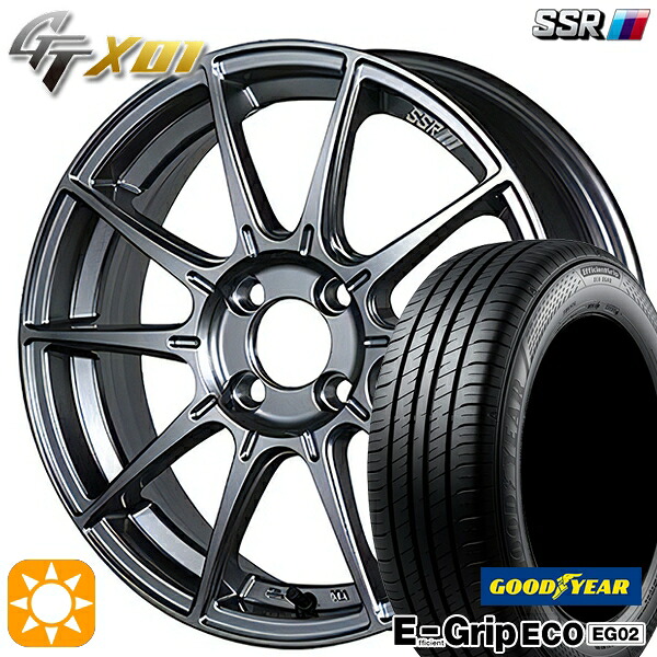 アクア クロスビー 185/55R16 83V グッドイヤー エフィシェントグリップ EG02 SSR GTX01 ダークシルバー 16インチ 6.5J 4H100 サマータイヤホイールセット|タイヤホイール激安王国