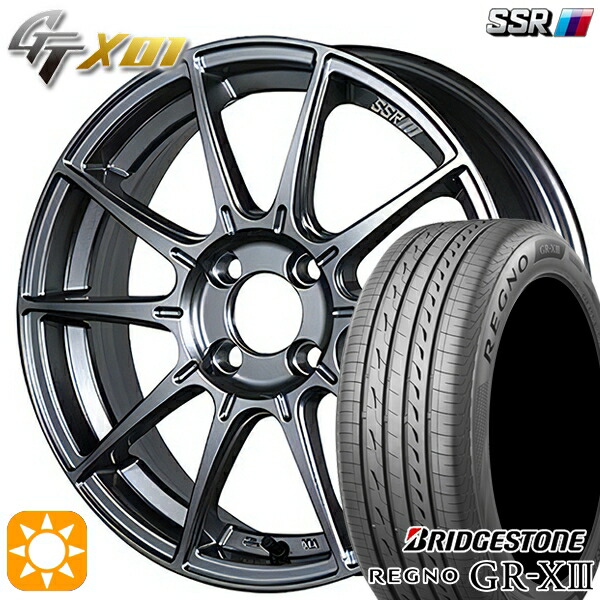 4/10ﾎﾟｲﾝﾄ10倍★マツダ2 ノート 205/45R17 88W XL ブリヂストン レグノ GRX3 SSR GTX01 ダークシルバー 17インチ 7.0J 4H100 サマータイヤホイールセット