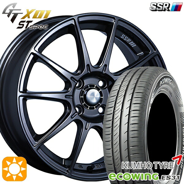 165/65R15 81H クムホ エコウィング ES31 SSR GTX01 R/STspec ダークガンメタ 15インチ 5.0J 4H100 サマータイヤホイールセット