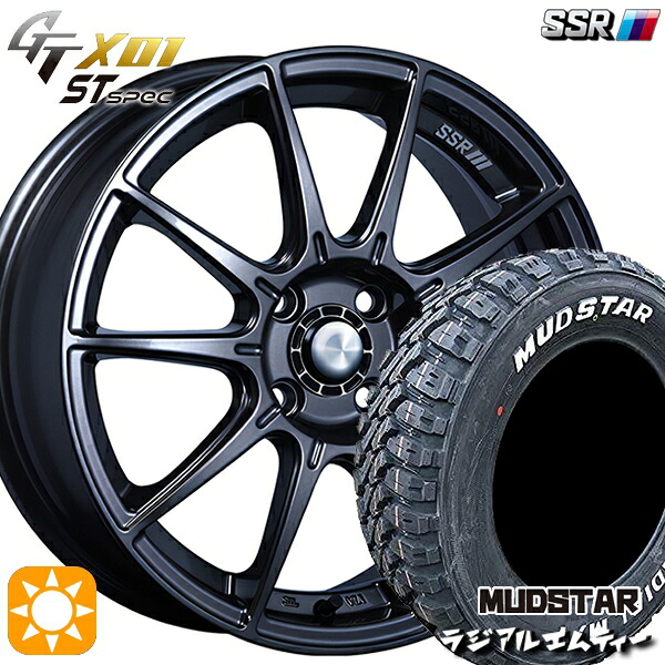 165/60R15 77S マッドスター ラジアル M/T ホワイトレター SSR GTX01 R/STspec ダークガンメタ 15インチ 5.0J 4H100 サマータイヤホイールセット
