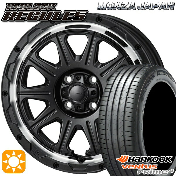 195/65R16 92V ハンコック ベンタスプライム4 K135 モンツァ ハイブロック レグルス サテンブラック/リムポリッシュ 16インチ 6.0J 4H100 サマータイヤホイールセット|タイヤホイール激安王国