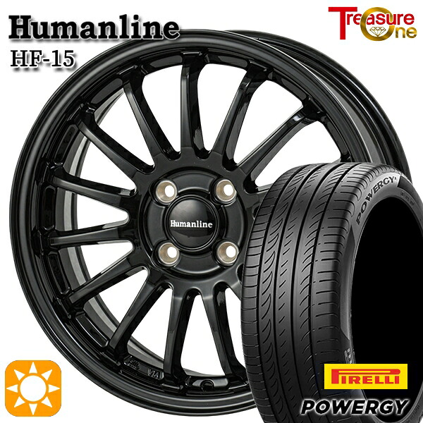 フィット アクア 185/60R15 84H ピレリ パワジー トレジャーワン ヒューマンライン HF15 BK 15インチ 5.5J 4H100 サマータイヤホイールセット