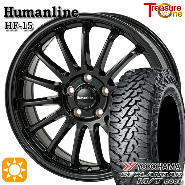 225/70R16 103S ヨコハマ ジオランダーM/T G003 トレジャーワン ヒューマンライン HF15 BK 16インチ 6.5J 5H114.3 サマータイヤホイールセット