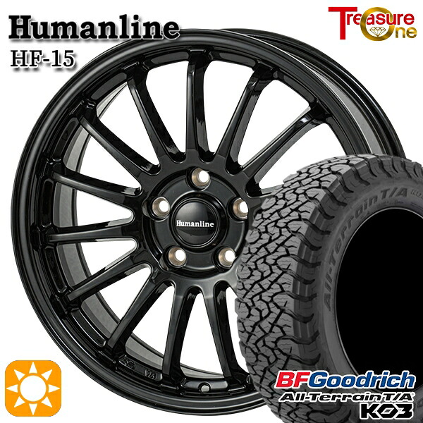 225/65R17 107/103S RBL BFグッドリッチ オールテレーン T/A KO3 トレジャーワン ヒューマンライン HF15 BK 17インチ 7.0J 5H114.3 サマータイヤホイールセット|タイヤホイール激安王国