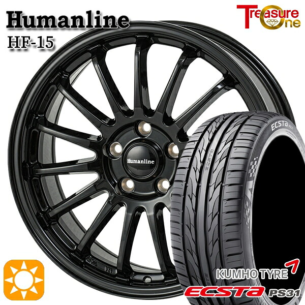 エスティマ ヤリスクロス 215/60R16 95V クムホ エクスタ PS31 トレジャーワン ヒューマンライン HF15 BK 16インチ 6.5J 5H114.3 サマータイヤホイールセット