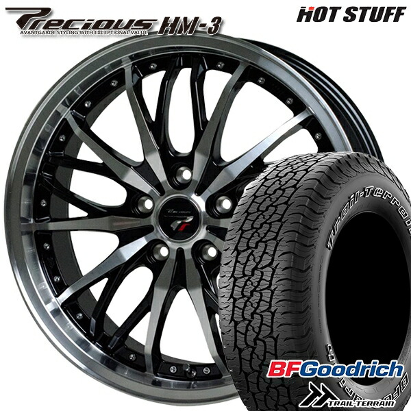 4/10ﾎﾟｲﾝﾄ10倍★225/65R17 102T ORWL BFグッドリッチ トレールテレーン HotStuff プレシャス HM-3 メタリックブラックポリッシュ 17インチ 7.0J 5H114.3 サマータイヤホイールセット